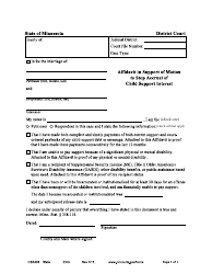 Document preview: Form CSX403 Affidavit Supporting Motion to Stop Interest - Minnesota