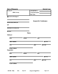 Document preview: Form CSX1402 Request for Continuance - Minnesota