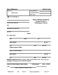 Form CSX402 Noitce of Motion and Motion to Stop Accrual of Child Support Interest - Minnesota
