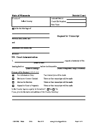 Document preview: Form CSX1502 Request for Transcript - Minnesota