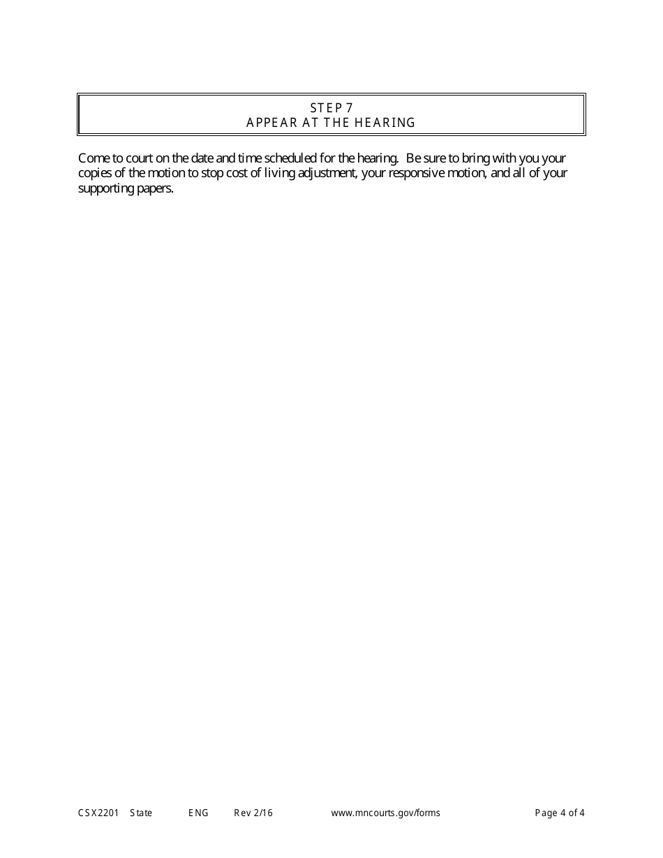 Form CSX2201 Instructions for Response to Motion to Stop Cola - Minnesota, Page 4