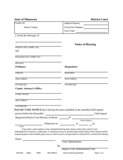 Form CSX104  Printable Pdf