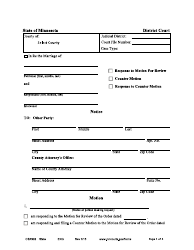 Document preview: Form CSX902 Response to Motion for Review / Counter Motion - Minnesota