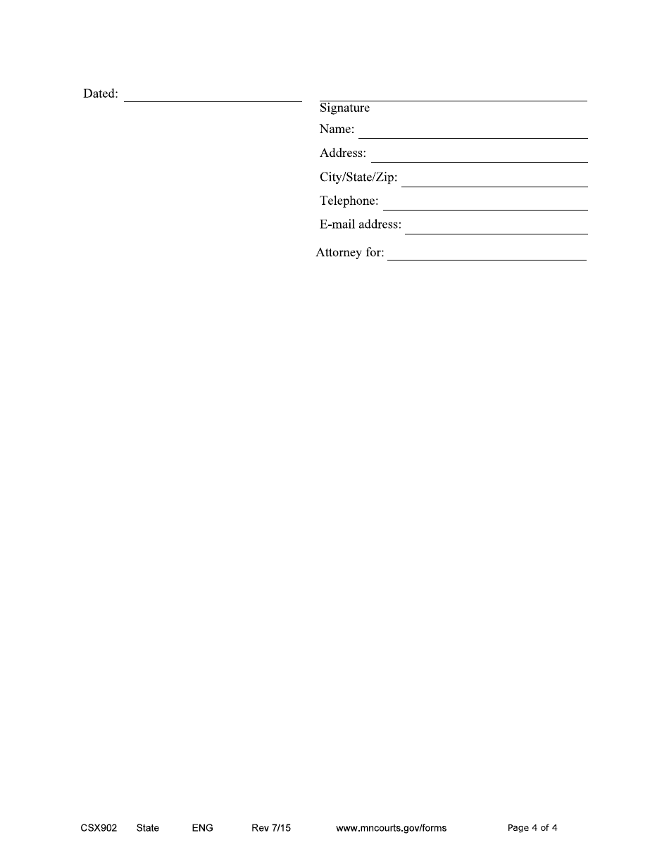 Form CSX902 Response to Motion for Review / Counter Motion - Minnesota, Page 4
