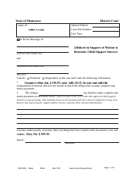 Document preview: Form CSX1303 Affidavit in Support of Motion to Reinstate Child Support Interest - Minnesota