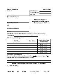 Form CSX2403 Affidavit in Support of Responsive Motion to Modify Medical Support Only (Expedited Process) - Minnesota