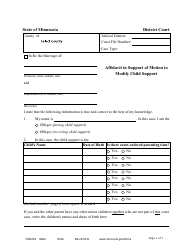 Document preview: Form CSX203 Affidavit in Support of Motion to Modify Child Support - Minnesota