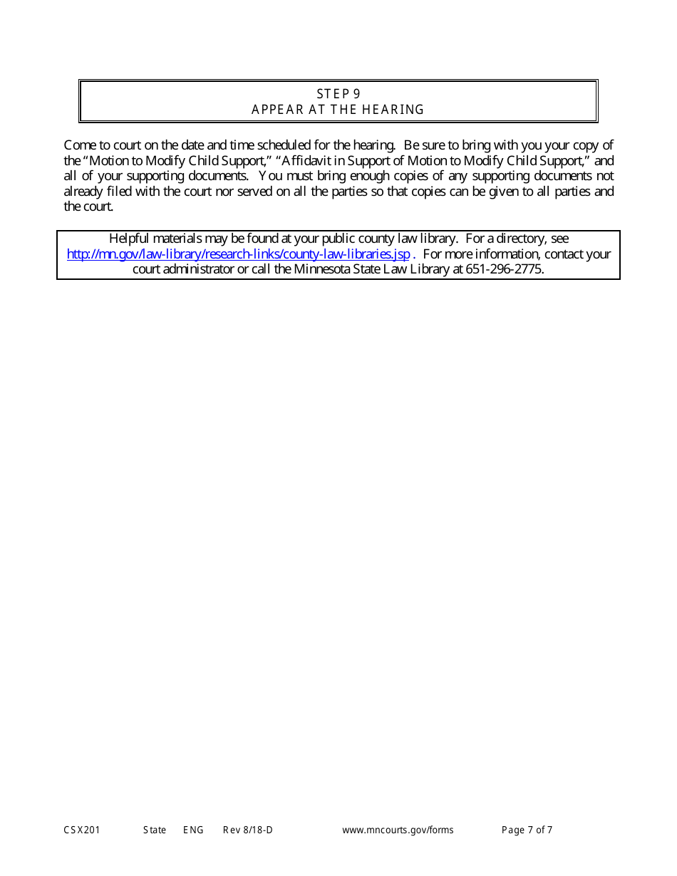 Form CSX201 Motion to Modify Child Support - Expedited Child Support Process - Minnesota, Page 7