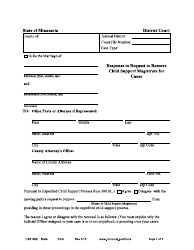 Document preview: Form CSX1902 Response to Request to Remove Child Support Magistrate for Cause - Minnesota