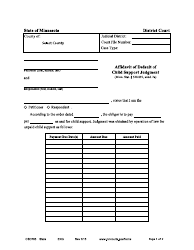 Document preview: Form CSD703 Affidavit of Default of Child Support Judgment - Minnesota