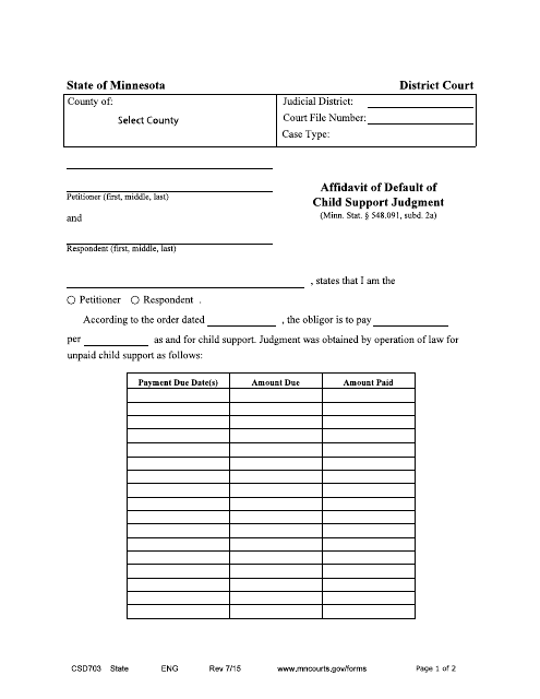 Form CSD703  Printable Pdf