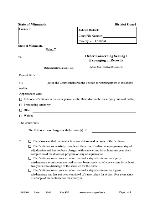 Form EXP105  Printable Pdf