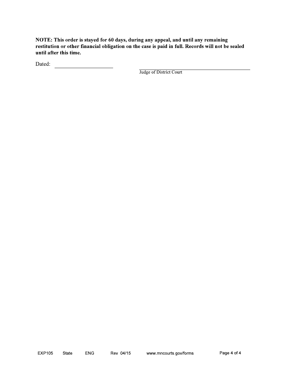 Form EXP105 Order Concerning Sealing / Expunging of Records - Minnesota, Page 4