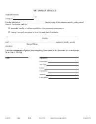 Form JUV501 Subpoena in a Juvenile Case - Minnesota, Page 2