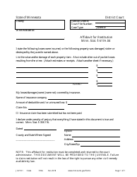 Document preview: Form JUV101 Affidavit for Restitution - Minnesota