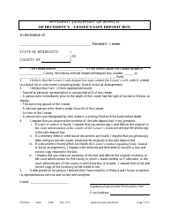 Document preview: Form PRO502 Affidavit in Support of Search of Decedent's - Lessee's Safe Deposit Box - Minnesota