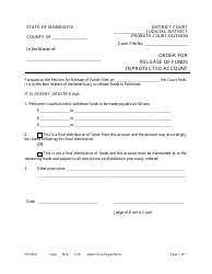 Document preview: Form PRO604 Order for Release of Funds in Protected Account - Minnesota