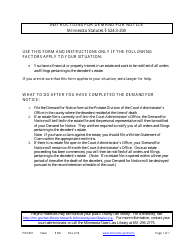 Document preview: Instructions for Form PRO302 Demand for Notice - Minnesota