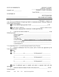 Form PRO603 Petition for Release of Funds - Minnesota