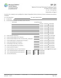 Form RP-D1 &quot;Option D Actual Emission Summary Form - Air Quality Permit Program&quot; - Minnesota