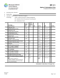 Document preview: Form RP-C1 Option C Calculation Form - Air Quality Permit Program - Minnesota