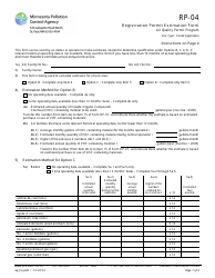 Form RP-04 Registration Permit Estimation Form - Air Quality Permit Program - Minnesota