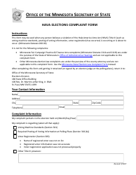 Document preview: Hava Elections Complaint Form - Minnesota