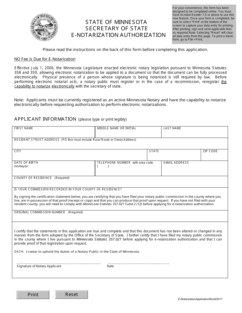 minnesota-e-notarization-authorization-form-download-fillable-pdf