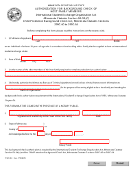 Document preview: Authorization for Background Check of Host Family Members - Minnesota