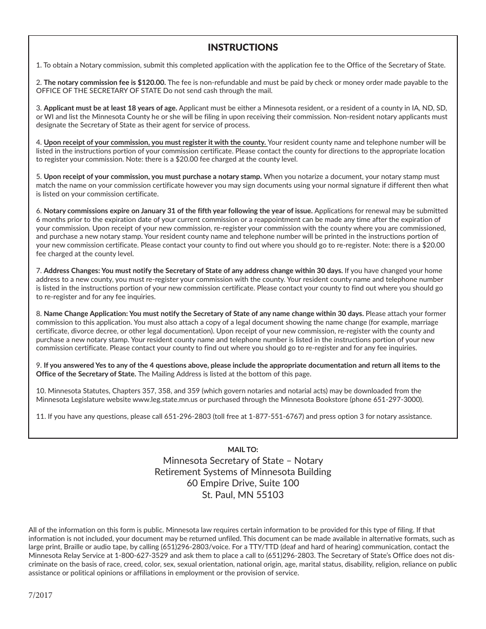 Notary Commission Application Form - Minnesota, Page 4
