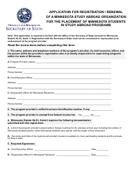 Application for Registration/Renewal of a Minnesota Study Abroad Organization for the Placement of Minnesota Students in Study Abroad Programs - Minnesota