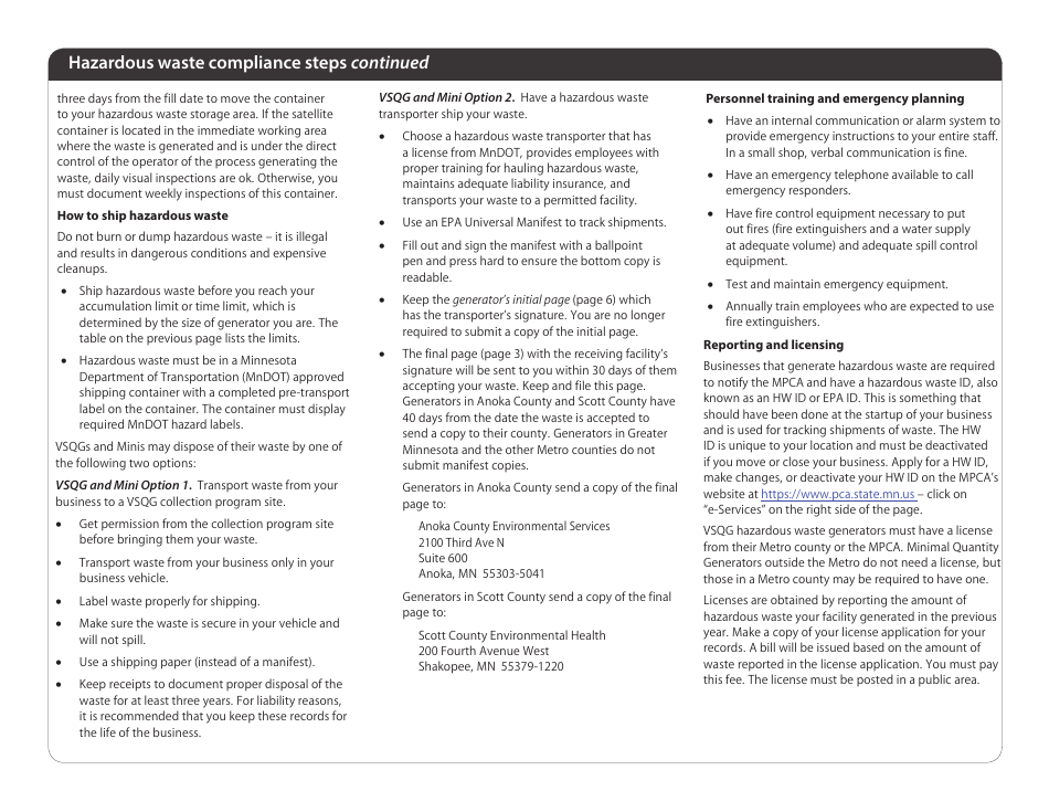 Compliance Calendar for Minnesota Dry Cleaners - Minnesota, Page 6