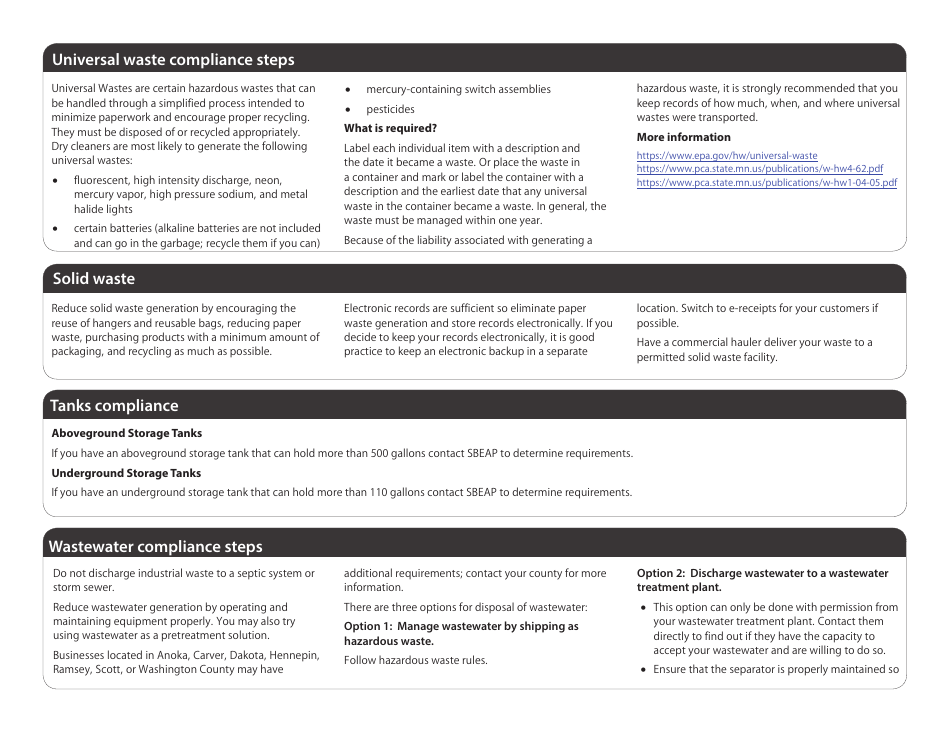 Compliance Calendar for Minnesota Dry Cleaners - Minnesota, Page 7