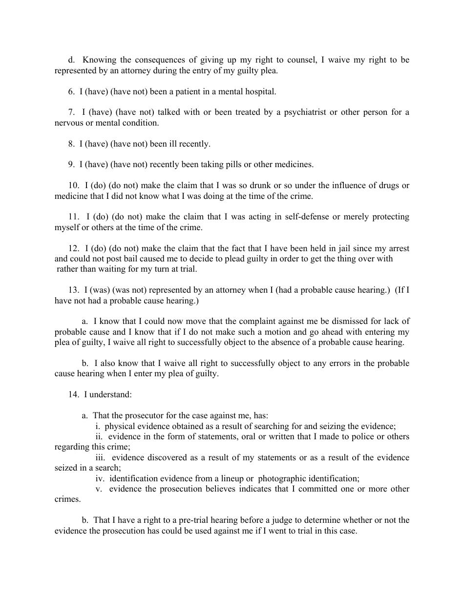 Appendix C Petition to Enter Plea of Guilty by Pro Se Defendant - Minnesota, Page 2