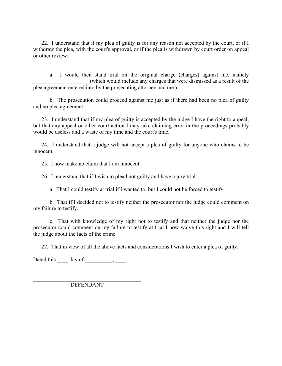 Appendix C Petition to Enter Plea of Guilty by Pro Se Defendant - Minnesota, Page 5