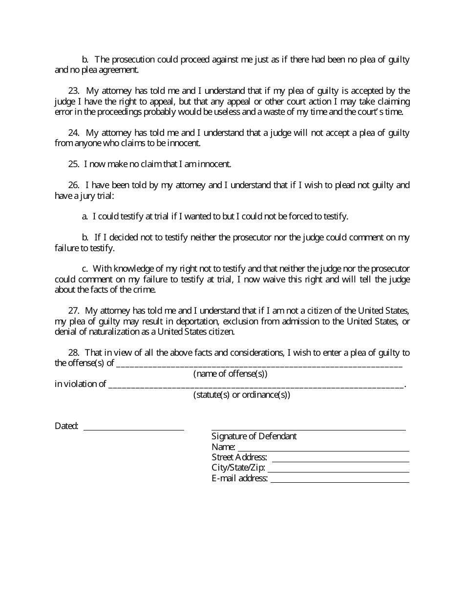 Appendix A Petition to Enter Plea of Guilty in Felony Case Pursuant to Rule 15 - Minnesota, Page 5