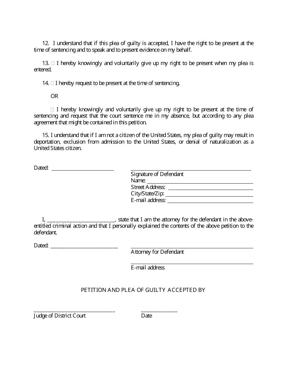 Appendix B Petition to Enter Plea of Guilty in Misdemeanor or Gross Misdemeanor Case Pursuant to Rule 15 - Minnesota, Page 3