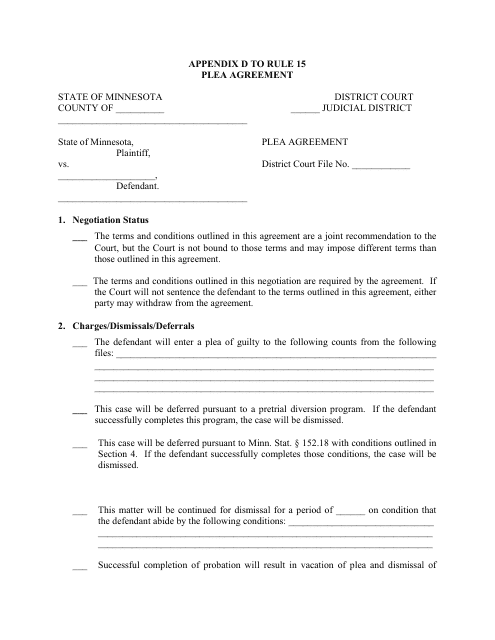 Appendix D Plea Agreement - Minnesota