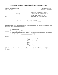 Form 16 &quot;Notice of Prosecuting Attorney in Felony Case That Matter Will Be Presented to Grand Jury&quot; - Minnesota
