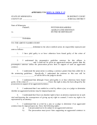 Appendix F Petition Regarding Aggravated Sentence by Pro Se Defendant - Minnesota
