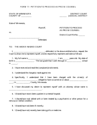 Form 11 Petition to Proceed as Pro Se Counsel - Minnesota