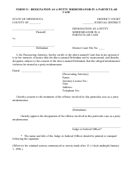 Document preview: Form 31 Designation as a Petty Misdemeanor in a Particular Case - Minnesota