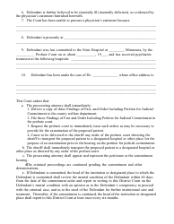 Form 29 Felony or Gross Misdemeanor Findings of Fact; Order Including Petition for Judicial Commitment of a Defendant Found Incompetent to Proceed to Trial, Pursuant to Rule 20.01, Subds. 4 and 5 - Minnesota, Page 2