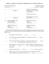 Form 33 &quot;Notice of Appeal by Defendant to Court of Appeals&quot; - Minnesota