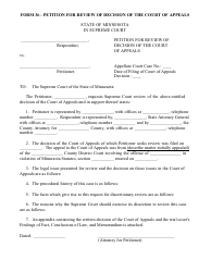 Document preview: Form 36 Petition for Review of Decision of the Court of Appeals - Minnesota