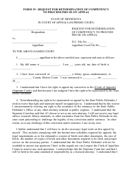 Form 39 Request for Determination of Competency to Proceed Pro Se on Appeal - Minnesota
