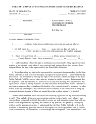 Form 38 &quot;Waiver of Counsel on Post-conviction Proceedings&quot; - Minnesota