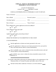 Document preview: Form 45 Judical Determination of Probable Cause to Detain - Minnesota