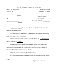 Form 51 &quot;Consent to Itv Appearance&quot; - Minnesota