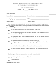 Form 46 Notice of Judicial Determination of Probable Cause to Detain - Minnesota
